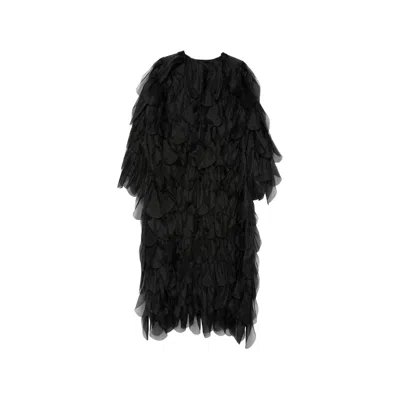 Max Mara Lauto Ruffled Coat In Blue