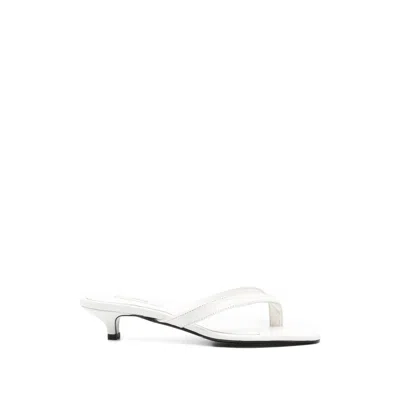 Totême Off-white Croco-embossed Leather Heeled Flip-flop Sandals