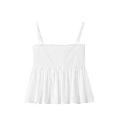 Jacquemus Top Le Haut Traversin White With V-neck And Ruffle Details In Cotton For Women In White