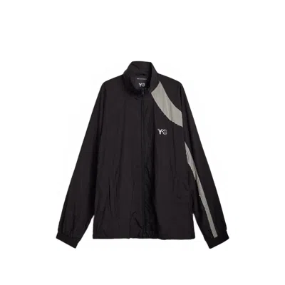 Y-3 Casual Black Jacket With Light Grey Diagonal Stripe In Multi