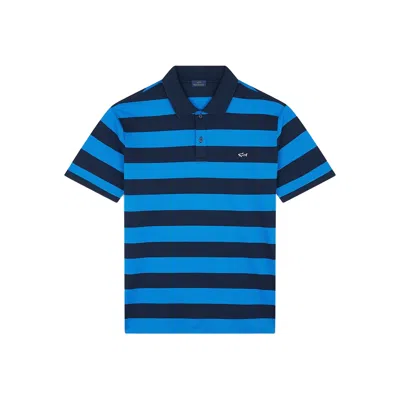 Paul & Shark Cotton Polo Shirt Striped Pattern In Blue