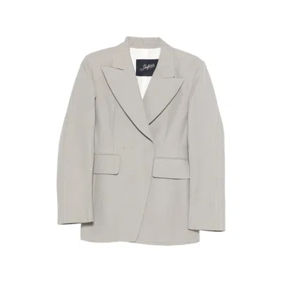 Seafarer Grey Solid Notched Lapel Blazer In Gray