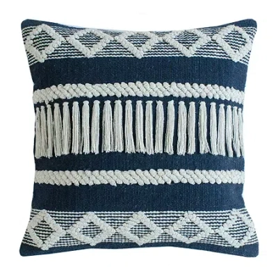 Lr Home Diamond Stripe Textured Throw Pillow In Blue