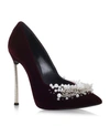 CASADEI Embellished Velvet Blade Pumps