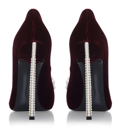 Shop Casadei Embellished Velvet Blade Pumps