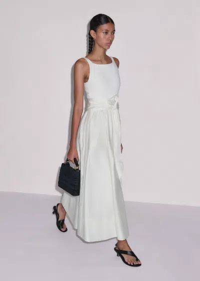 Me+em Boat Neck Fit And Flare Maxi Dress + Tie Light Cream In Sand