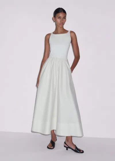 Me+em Boat Neck Fit And Flare Maxi Dress + Tie Light Cream In Sand