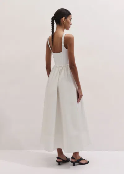 Me+em Boat Neck Fit And Flare Maxi Dress + Tie Light Cream In Sand