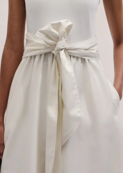 Me+em Boat Neck Fit And Flare Maxi Dress + Tie Light Cream In Sand