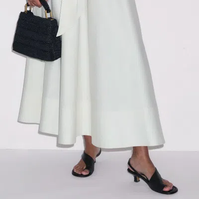 Me+em Boat Neck Fit And Flare Maxi Dress + Tie Light Cream In Sand