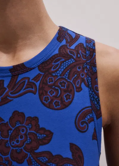 Me+em Ornate Lace Floral Print Swing Maxi Dress Blue Multi