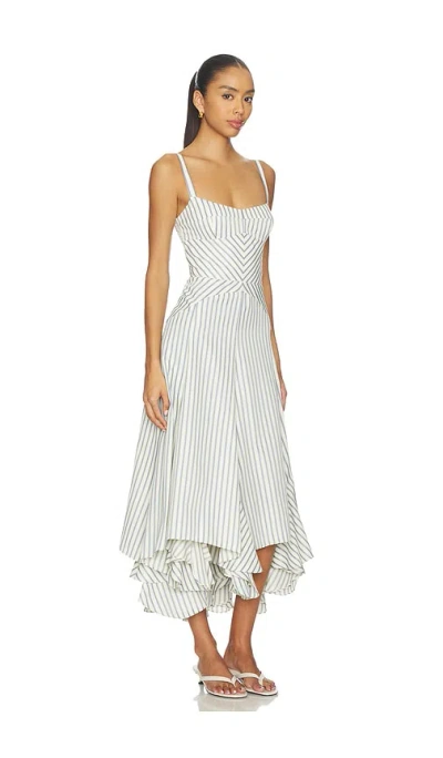 Amanda Uprichard Monterey Dress In Oxford Blue Stripe In White