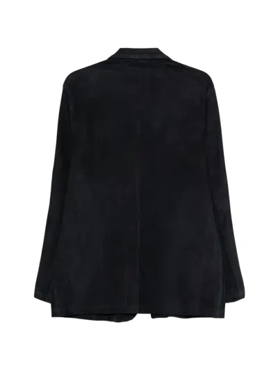 Boglioli Patch-pocket Leather Jacket In Blue