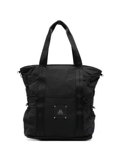Moose Knuckles Parachute Logo Plaque Tote Bag In Black