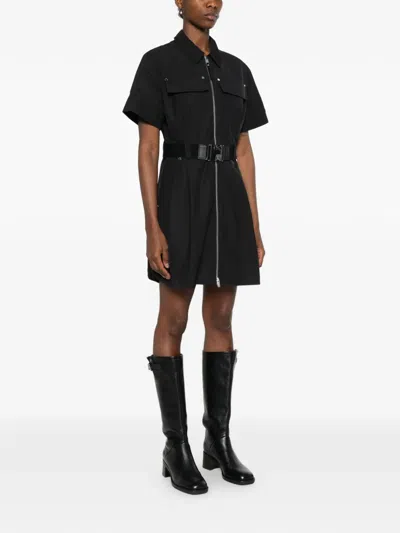 Moose Knuckles Zip-up Belted Mini Dress In Blue