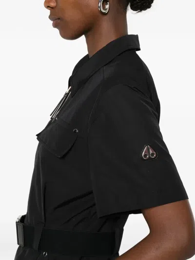 Moose Knuckles Zip-up Belted Mini Dress In Blue