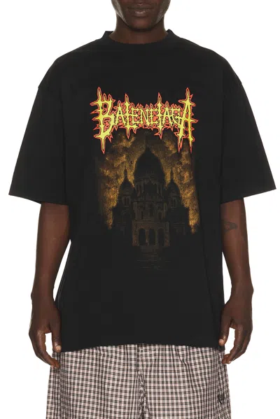 Balenciaga Printed Cotton Jersey T-shirt In Black