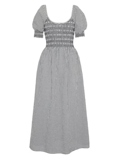 Hill House Home The Madeline Smocked Puff Sleeve Maxi Dress In Gray