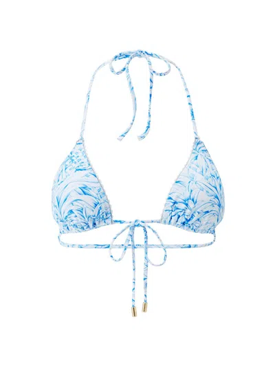 Melissa Odabash Adelaide Floral-print Bikini Top In Blue