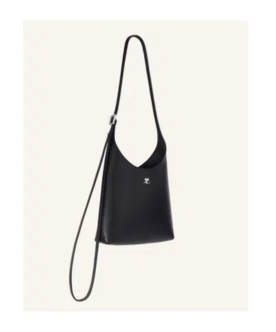 Courrèges Shoulder Bag Shopper Adjustable Strap Top Handle In Black