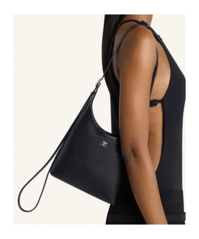 Courrèges Shoulder Bag Shopper Adjustable Strap Top Handle In Black
