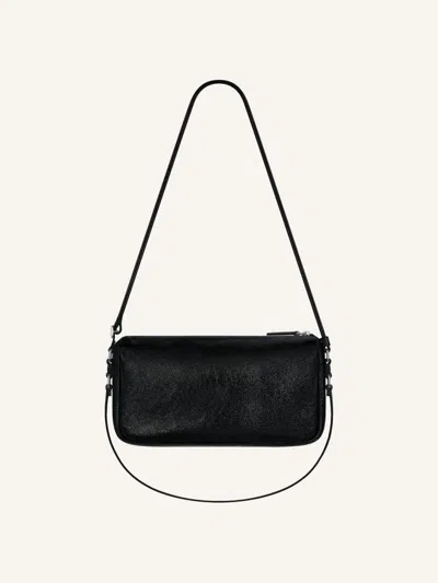 Courrèges Rectangular Shoulder Bag Glossy Finish Strap In Black