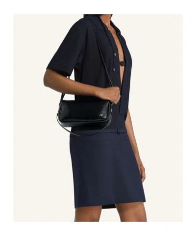 Courrèges Rectangular Shoulder Bag Glossy Finish Strap In Black