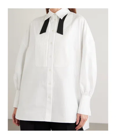 Joseph Ferrus Grosgrain-trimmed Pintucked Cotton Oxford Shirt In White