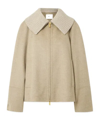 Joseph Cooksey Ribbed-knit Trimmed Wool And Cashmere-blend Jacket In Brown