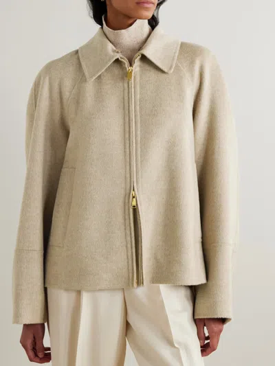 Joseph Cooksey Ribbed-knit Trimmed Wool And Cashmere-blend Jacket In Brown