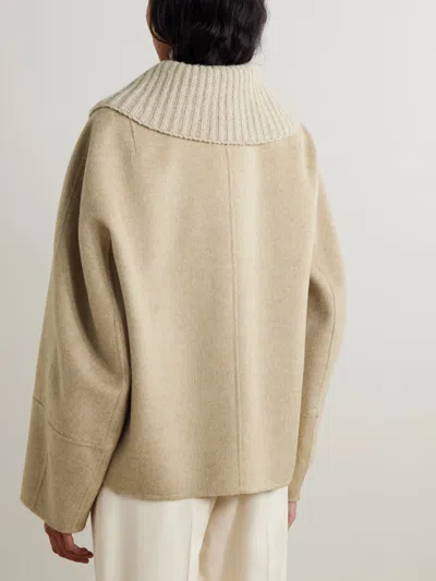 Joseph Cooksey Ribbed-knit Trimmed Wool And Cashmere-blend Jacket In Brown