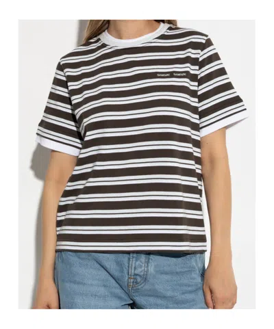 Samsoe & Samsoe Womens Turkish Coffee St. Sacamina Striped Cotton-jersey T-shirt In Black