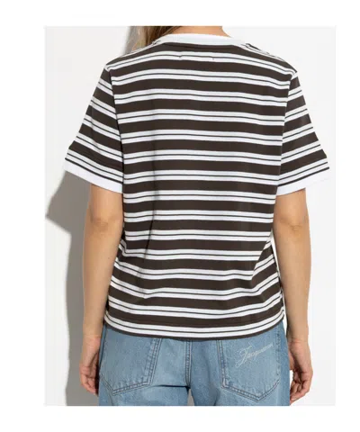 Samsoe & Samsoe Womens Turkish Coffee St. Sacamina Striped Cotton-jersey T-shirt In Black
