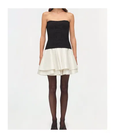 Simkhai Womens Black Multi Isabelle Strapless Taffeta-knit Mini Dress