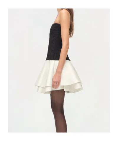 Simkhai Womens Black Multi Isabelle Strapless Taffeta-knit Mini Dress