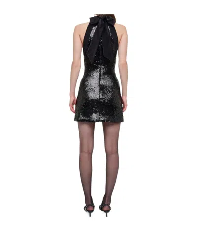 Simkhai Isla Velvet-trimmed Sequined Jersey Halterneck Mini Dress In Black