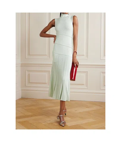 Proenza Schouler Federica Layered Ribbed-knit Midi Dress In Green