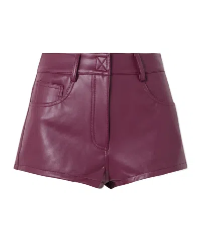 Norma Kamali High Waist Faux Leather Shorts In Purple