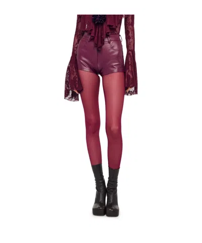 Norma Kamali High Waist Faux Leather Shorts In Purple
