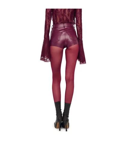 Norma Kamali High Waist Faux Leather Shorts In Purple