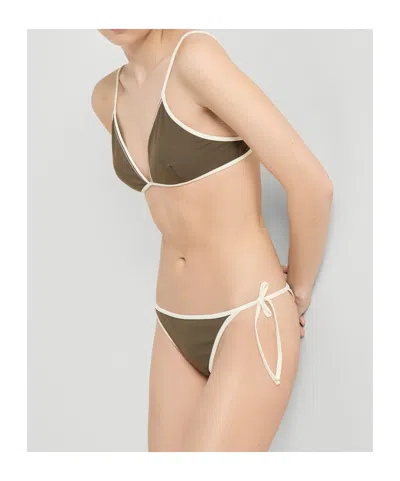 Brunello Cucinelli Triangle Bikini Set Nylon Silk Blend In Brown