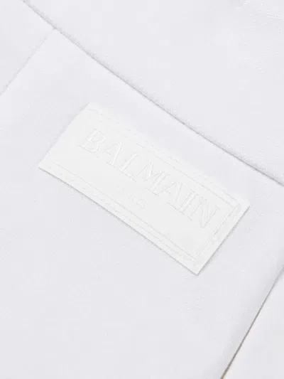 Balmain Kids Logo Patch Button Detailed Shorts In White