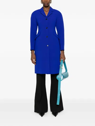 Jil Sander Flap-pocket Button-up Coat In Blue