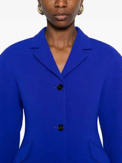 Jil Sander Flap-pocket Button-up Coat In Blue