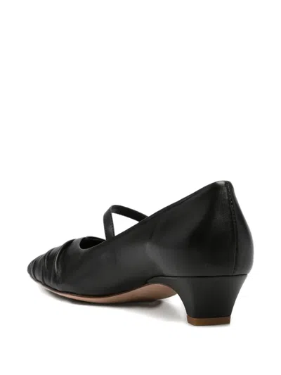 Lorena Paggi Ruched Strap Leather Pumps In Black