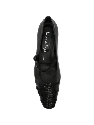 Lorena Paggi Ruched Strap Leather Pumps In Black