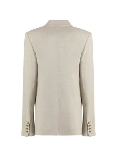 Max Mara Vanadio Cotton Double-breasted Blazer In Gray