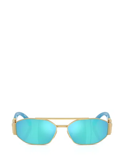 Versace Geometric-frame Sunglasses In Blue