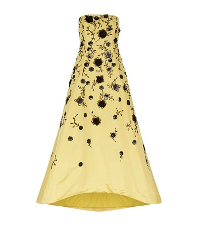 Oscar De La Renta Embellished Silk Faille Ball Gown In Yellow
