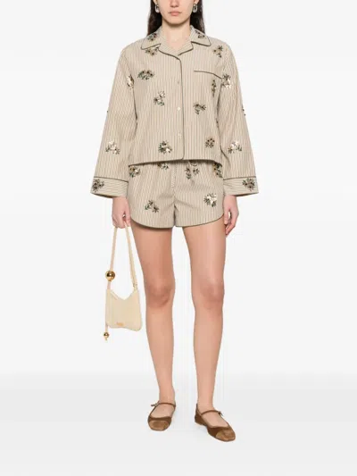 Sandro Striped-pattern Shorts In Neutral